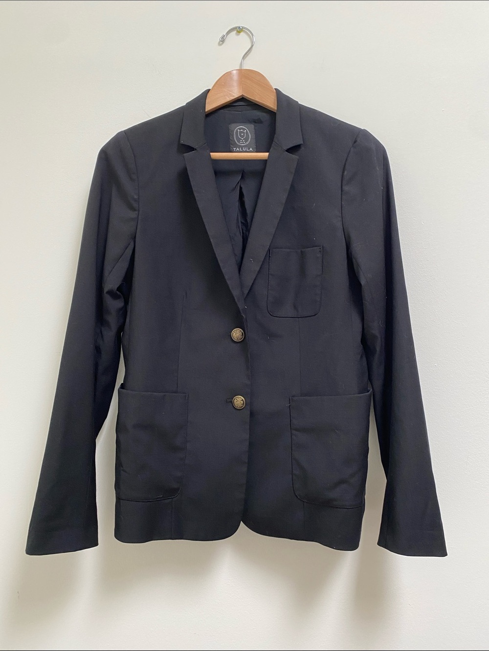 Talula Black Notch-Lapel Two-Button Blazer